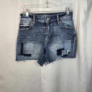 Maurices Blue Patchwork Jean Shorts